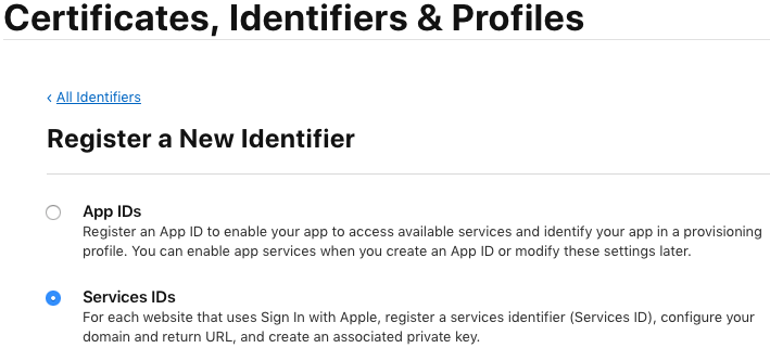 Create a Services ID 1